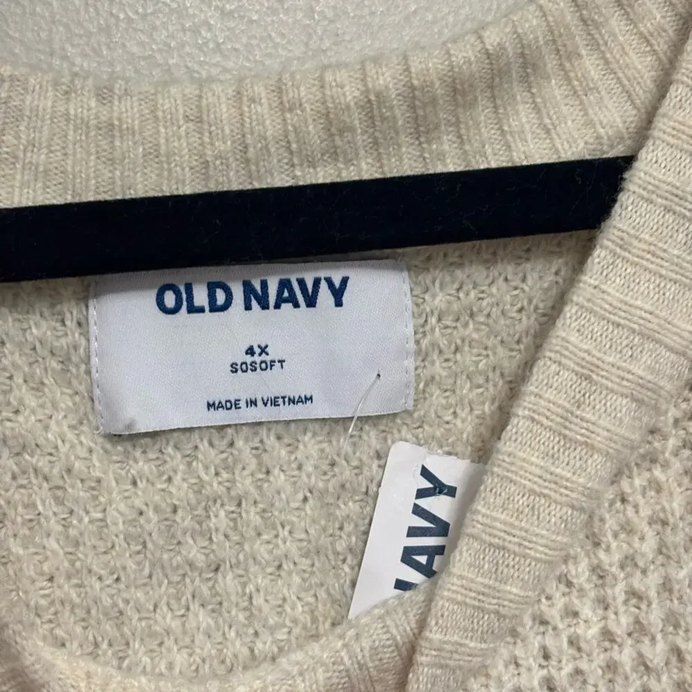 NWT Old Navy SoSoft Crew-Neck Tunic Sweater in Off White / Cream - Size 4X